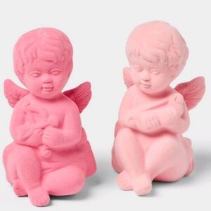 2pk Flocked Valentine's Day Cherub Figurines - Spritz™